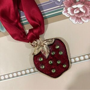 Vintage Strawberry Pendant Necklace, Disco Large Pendant Mirror